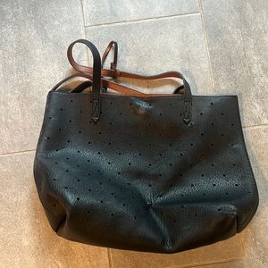 Street Level Black Leather Tote